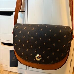 Polo Ralph Lauren Brown and Tan Shoulder Bag